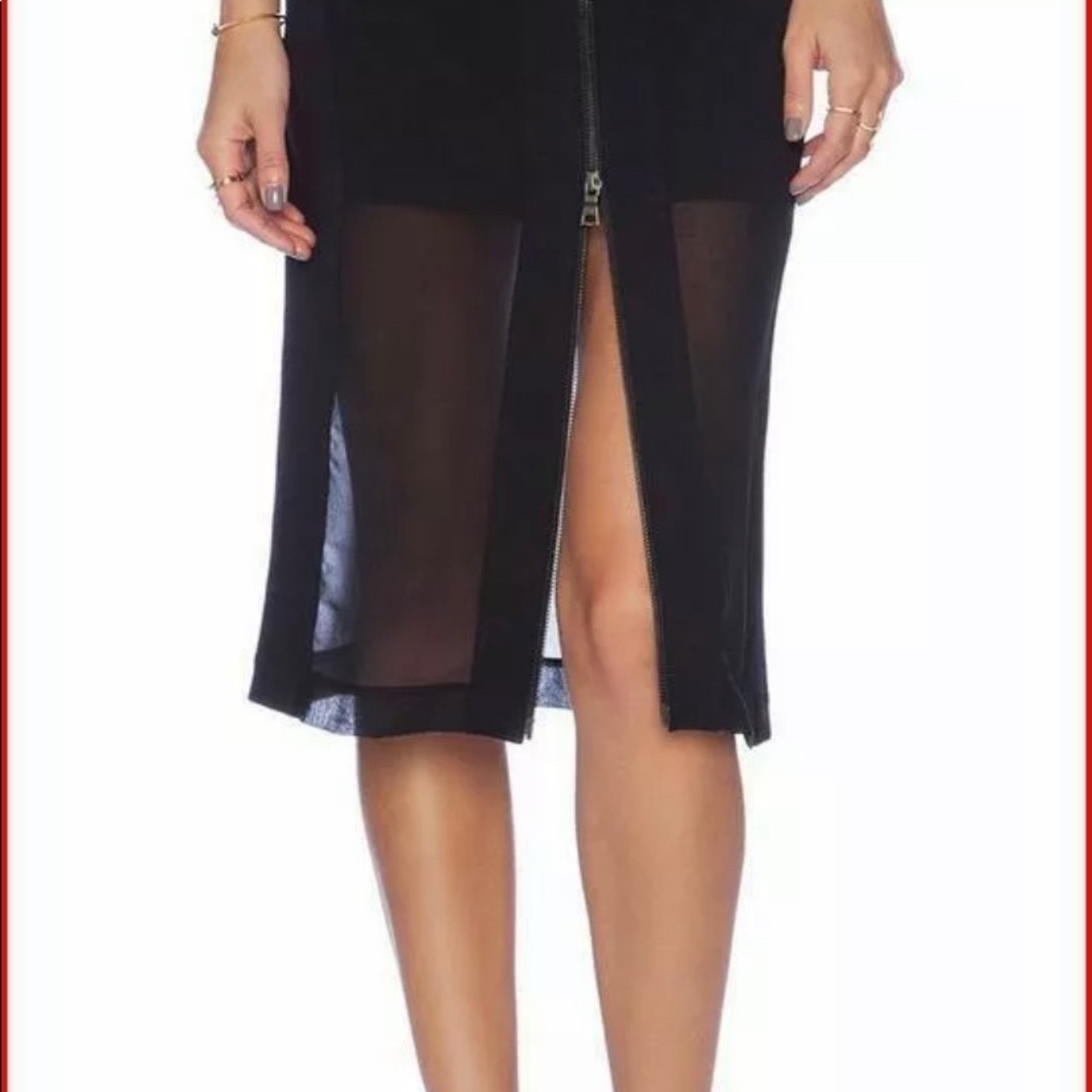 NWT BCBGMaxzria Chiffon Panel Pencil Skirt Black10 - Picture 4 of 8